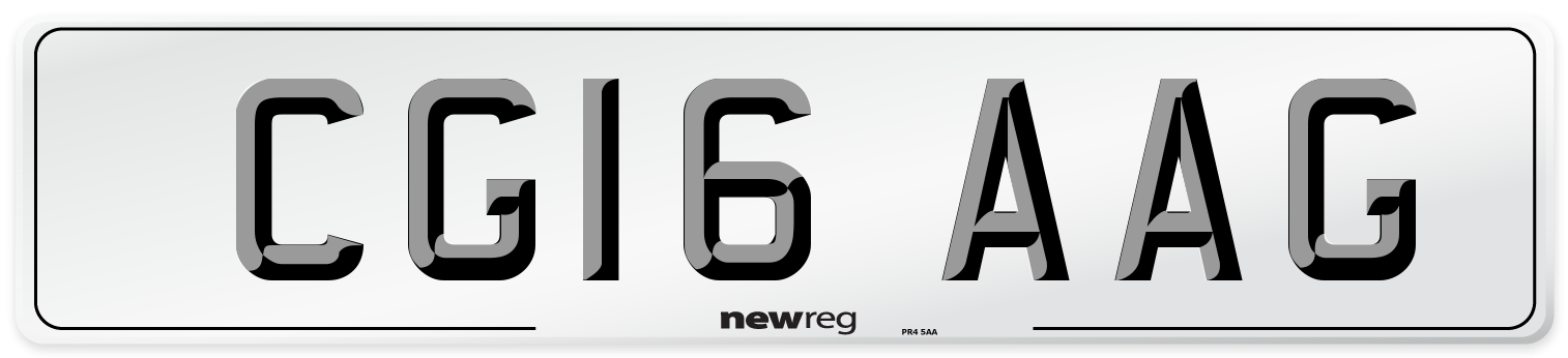 CG16 AAG Number Plate from New Reg
